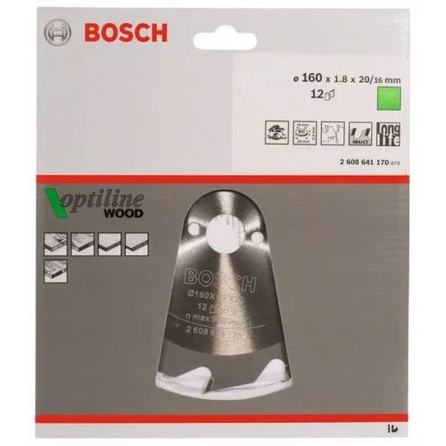 Lame De Scie Circulaire 160 X 20 X 1,8 Mm Pour Le Bois 12 Dents BOSCH 2608641170 4 Lame De Scie Circulaire 160 X 20 X 1,8 Mm Pour Le Bois 12 Dents BOSCH 2608641170 – Image 2