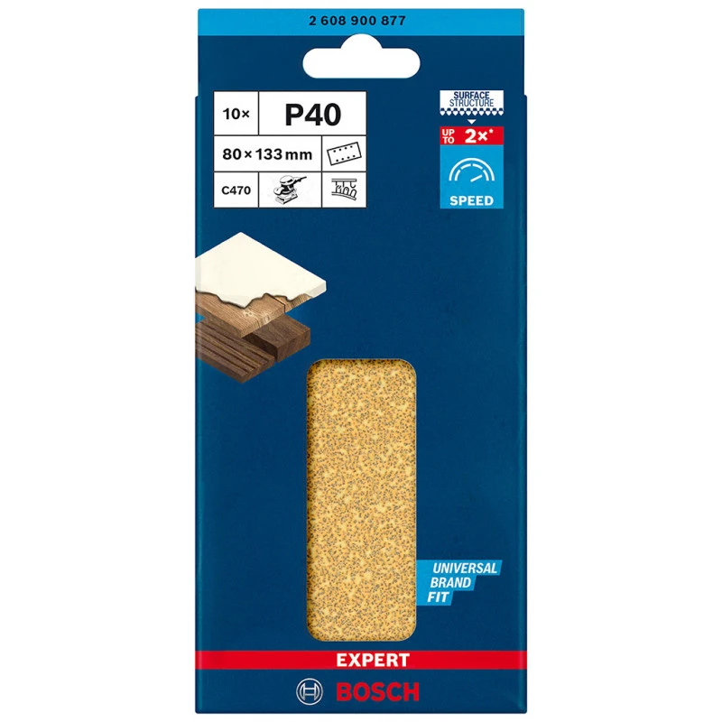 BOSCH Feuille Abrasive EXPERT C470 A 8 trous Pour, 80 X 133 mm, G 40, 10 pieces 2608900877 4 BOSCH Feuille Abrasive EXPERT C470 A 8 trous Pour, 80 X 133 mm, G 40, 10 pieces 2608900877 – Image 2